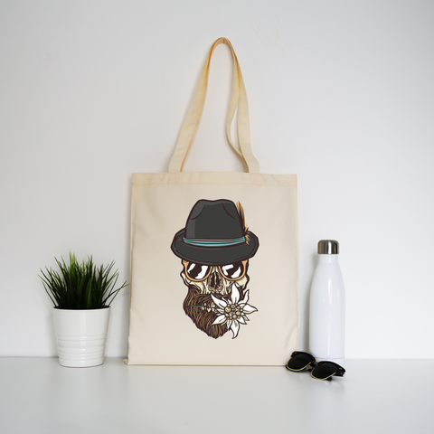 Hipster skull tote bag canvas shopping - Graphic Gear
