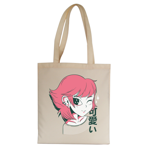Kawaii anime girl tote bag canvas shopping - Graphic Gear