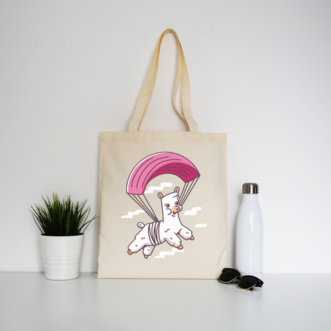 Skydiving alpaca tote bag canvas shopping - Graphic Gear