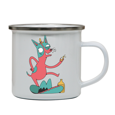 Drunk chihuahua enamel camping mug outdoor cup colors - Graphic Gear