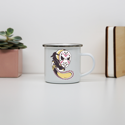 Grim reaper hockey mask enamel camping mug outdoor cup colors - Graphic Gear
