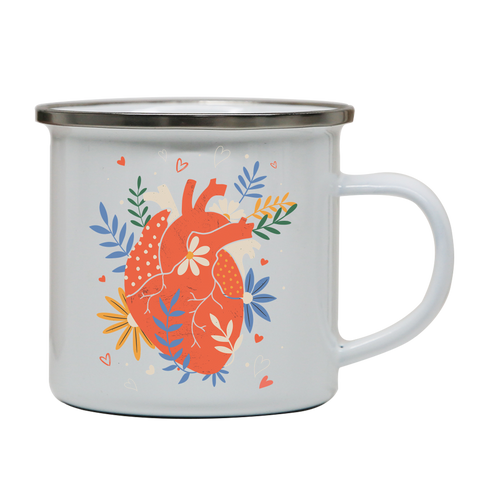 Floral realistic heart enamel camping mug outdoor cup colors - Graphic Gear