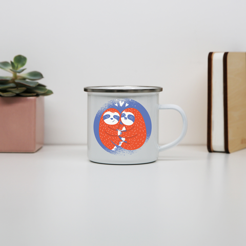 Valentines sloth enamel camping mug outdoor cup colors - Graphic Gear
