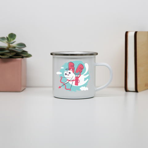 Cupid cat enamel camping mug outdoor cup colors - Graphic Gear
