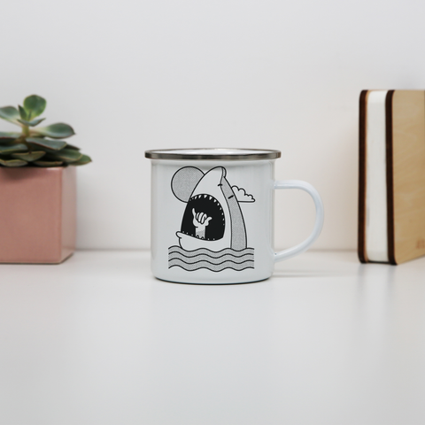 Shaka shark enamel camping mug outdoor cup colors - Graphic Gear