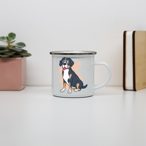 Swiss mountain dog enamel camping mug outdoor cup colors - Graphic Gear