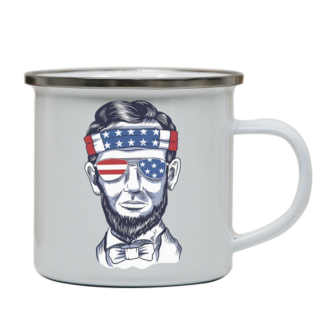 Funny abraham lincoln enamel camping mug outdoor cup colors - Graphic Gear