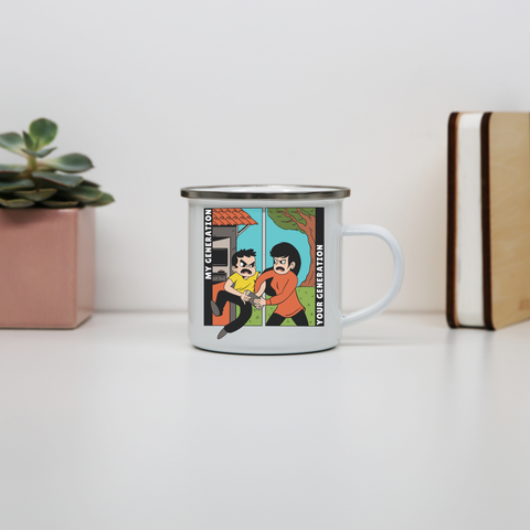 Generation cartoons enamel camping mug outdoor cup colors - Graphic Gear