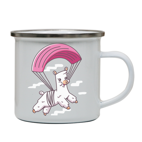 Skydiving alpaca enamel camping mug outdoor cup colors - Graphic Gear
