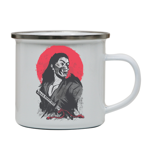 Male japanese warrior enamel camping mug outdoor cup colors - Graphic Gear