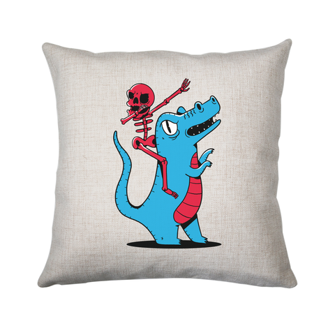 Skeleton riding dinosaur cushion cover pillowcase linen home decor - Graphic Gear