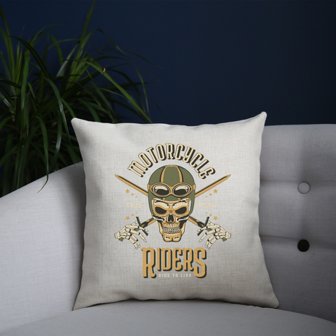 Skull biker cushion cover pillowcase linen home decor - Graphic Gear