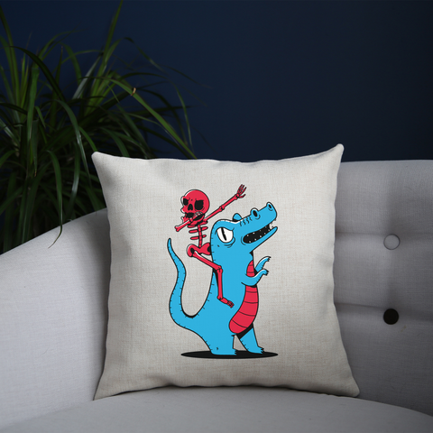 Skeleton riding dinosaur cushion cover pillowcase linen home decor - Graphic Gear