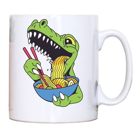 Trex eating ramen mug coffee tea cup - Graphic Gear