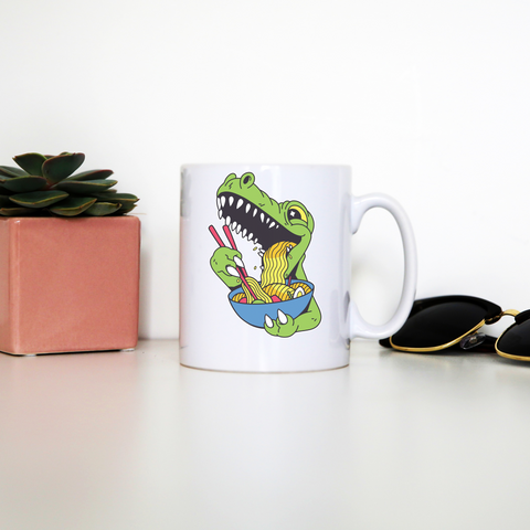 Trex eating ramen mug coffee tea cup - Graphic Gear