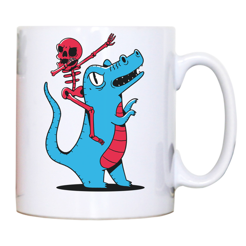 Skeleton riding dinosaur mug coffee tea cup - Graphic Gear