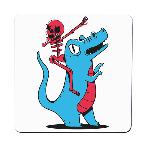 Skeleton riding dinosaur coaster drink mat - Graphic Gear