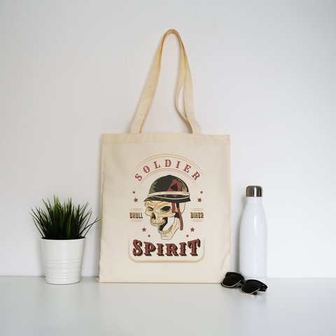 Skull soldier tote bag canvas shopping - Graphic Gear