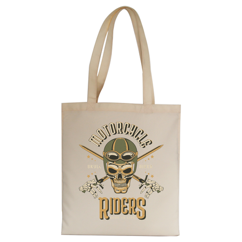 Skull biker tote bag canvas shopping - Graphic Gear