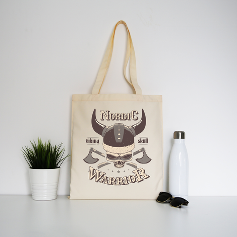 Skull viking tote bag canvas shopping - Graphic Gear