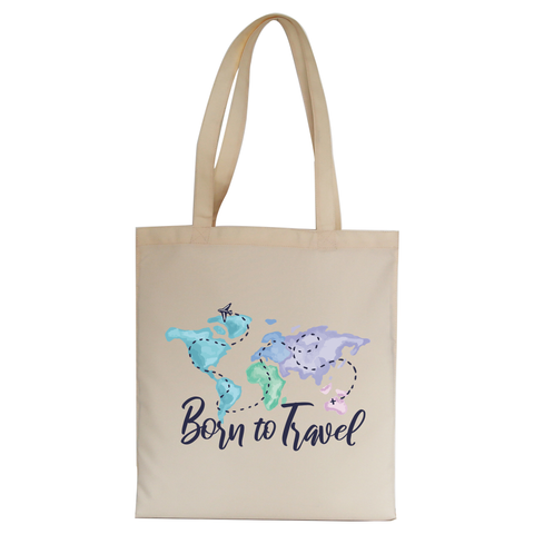 Born to travel tote bag canvas shopping - Graphic Gear