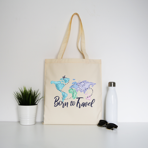 Born to travel tote bag canvas shopping - Graphic Gear