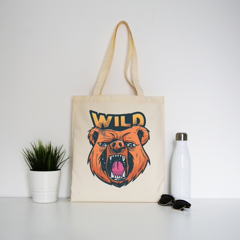 Wild bear tote bag canvas shopping - Graphic Gear