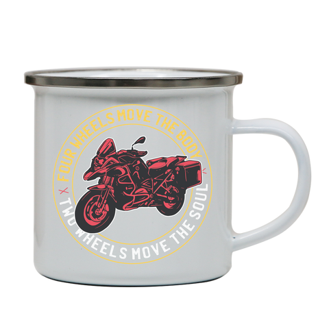 Two wheels quote enamel camping mug outdoor cup colors - Graphic Gear