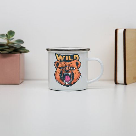 Wild bear enamel camping mug outdoor cup colors - Graphic Gear