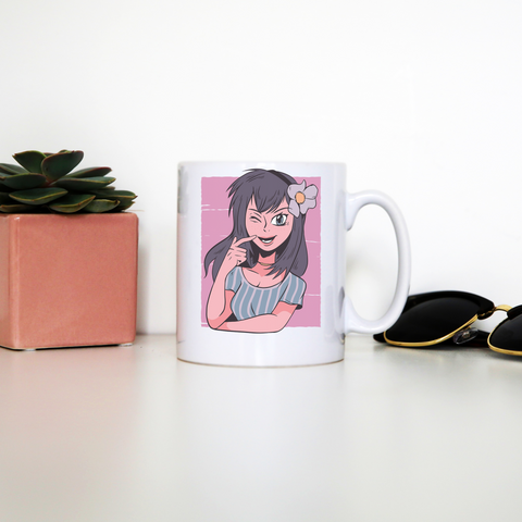 Flower anime girl mug coffee tea cup - Graphic Gear
