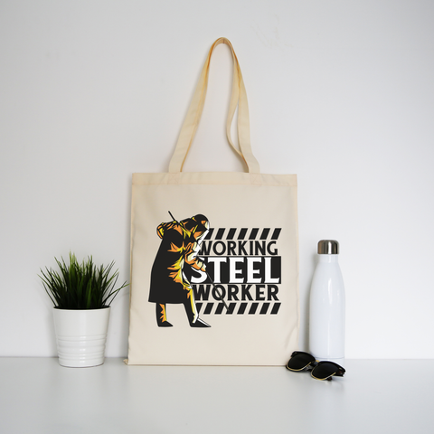 Working steel worker tote bag canvas shopping - Graphic Gear