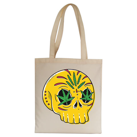 Skull weed tote bag canvas shopping - Graphic Gear