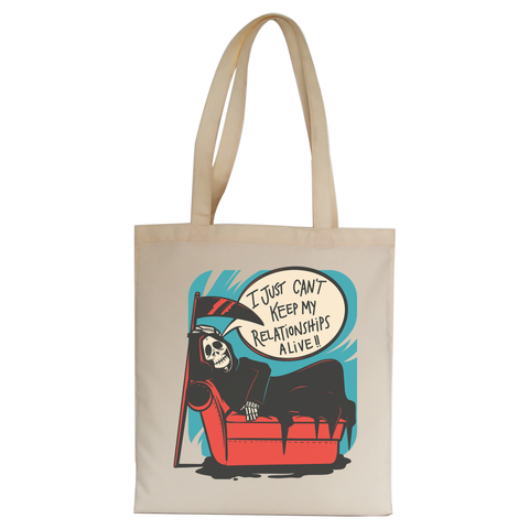 Grim reaper relationships tote bag canvas shopping - Graphic Gear