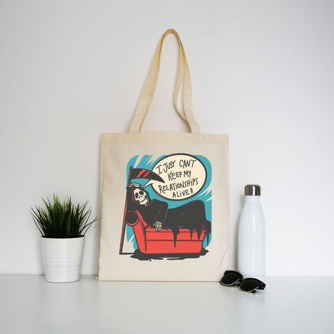 Grim reaper relationships tote bag canvas shopping - Graphic Gear