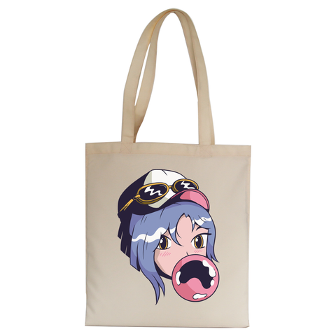 Anime girl with gum tote bag canvas shopping - Graphic Gear