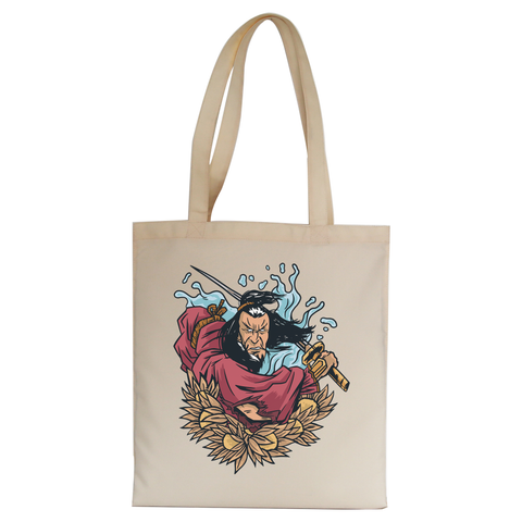 Samurai warrior tote bag canvas shopping - Graphic Gear