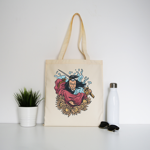Samurai warrior tote bag canvas shopping - Graphic Gear