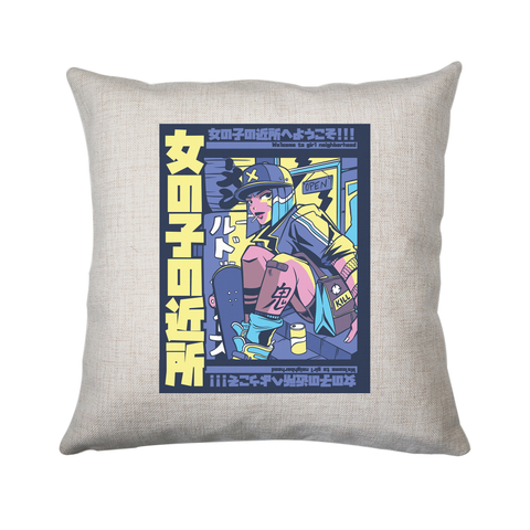 Urban anime girl cushion cover pillowcase linen home decor - Graphic Gear