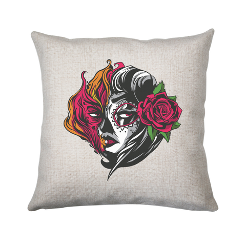 Mexican fire girl cushion cover pillowcase linen home decor - Graphic Gear