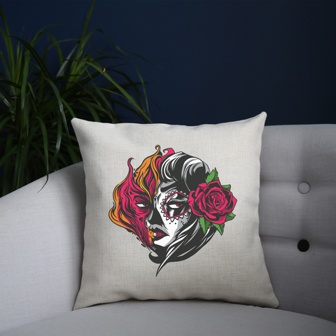 Mexican fire girl cushion cover pillowcase linen home decor - Graphic Gear