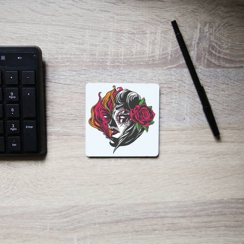 Mexican fire girl coaster drink mat - Graphic Gear