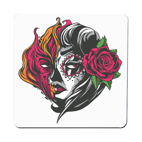 Mexican fire girl coaster drink mat - Graphic Gear