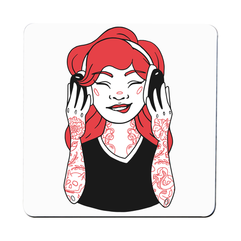 Tattooed girl coaster drink mat - Graphic Gear