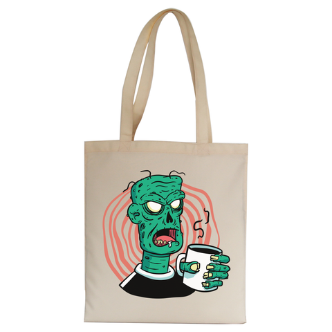 Coffee zombie tote bag canvas shopping - Graphic Gear