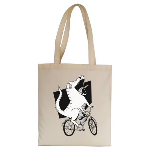 Biker dinosaur tote bag canvas shopping - Graphic Gear