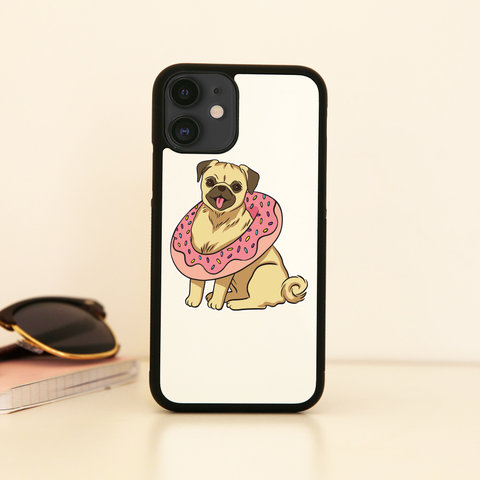 Pug with donut iPhone case cover 11 11Pro Max XS XR X - Graphic Gear