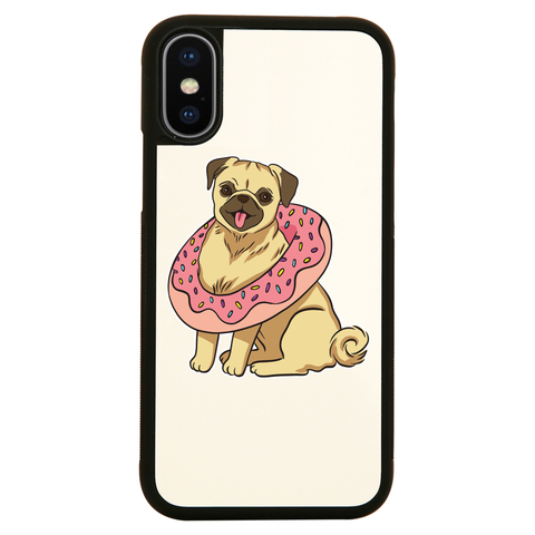 Pug with donut iPhone case cover 11 11Pro Max XS XR X - Graphic Gear