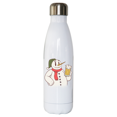 Snowman drinking beer water bottle stainless steel reusable - Graphic Gear