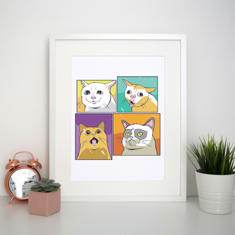 Meme cats print poster wall art decor - Graphic Gear