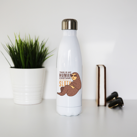 Human sloth quote water bottle stainless steel reusable - Graphic Gear